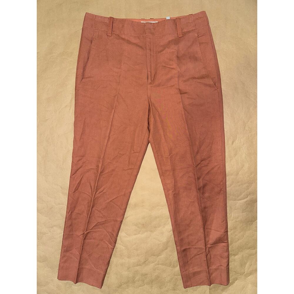 Vince Terracotta Linen Blend Tapered Ankle TrousersCareer 10 - Picture 4 of 9